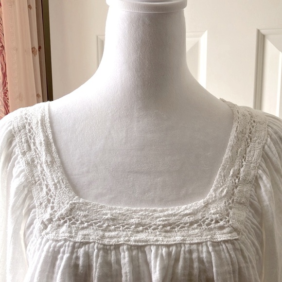 O’Neil Embroidered Cropped Boho Top 3/4 Sleeve White Size M - Picture 5 of 13